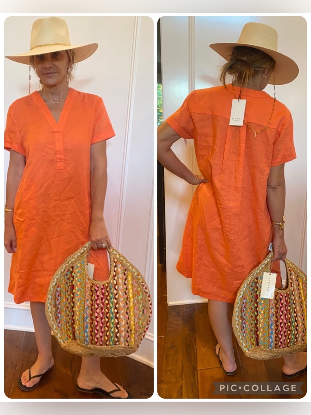 NAREELA V-Neck Linen Dress